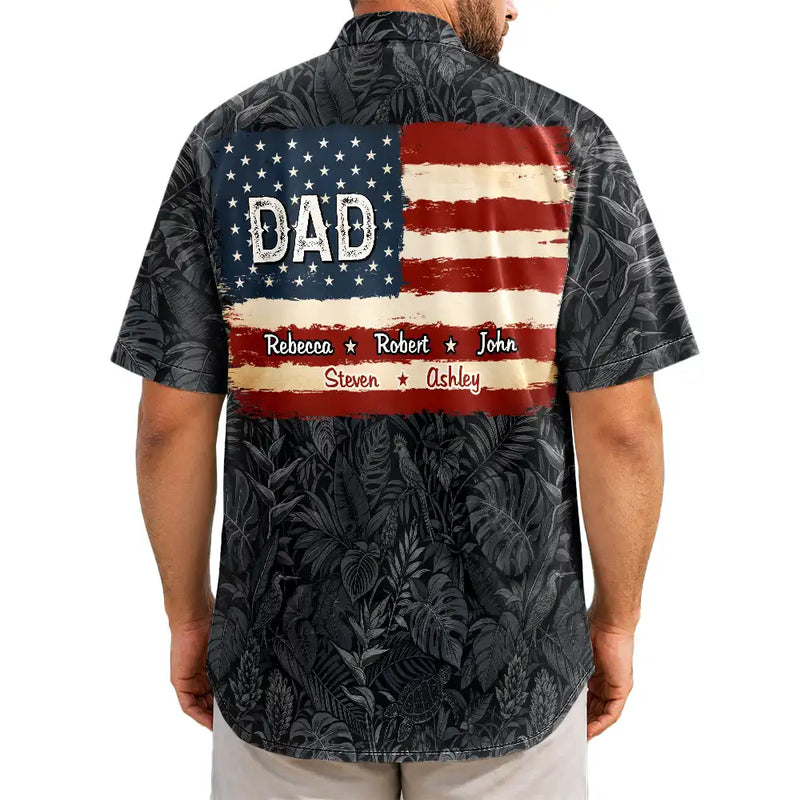 Gift For Father,Gift For Grandpa,Independence Day,Custom Text,Confident - Stars & Stripes US Flag American Dad Grandpa - Personalized Hawaiian Shirt