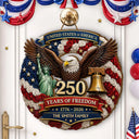 Family,Happy,America 250th,Independence Day,Top Market - 3D Effect Stars Stripes & Flowers 250 Years Of Freedom - Personalized Custom Shaped Wood Sign