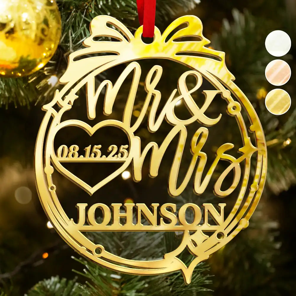 Gift For Couples,Love,Christmas - Anniversary Wedding Mr And Mrs - Personalized DIY Mirror Acrylic Ornament