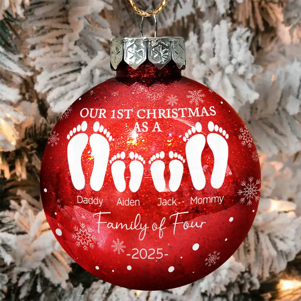 Family, Happy, Christmas - First Christmas As A Family - Personalized Ball Ornament