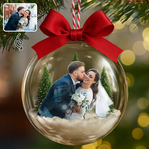 Custom Photo,Happy,Christmas,Gift For Couples -Custom Photo Couple The Year I Found My Missing Piece - Personalized 3D Acrylic Ball Ornament