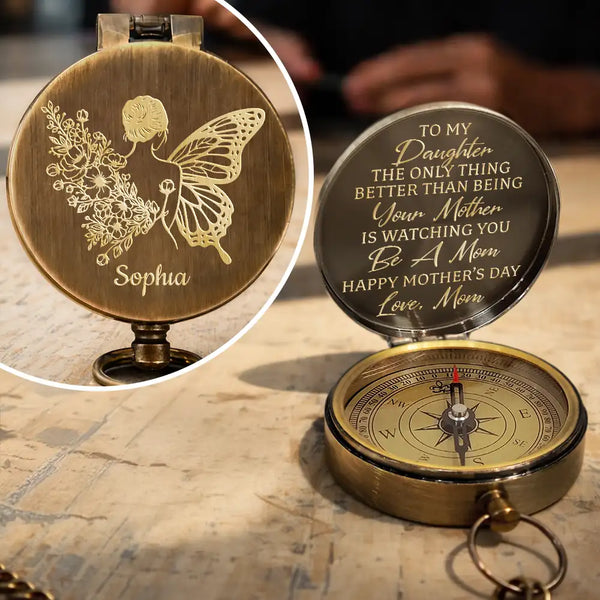 Mom,Daughters (Adult),Love - The Only Thing Better Than Having You - Personalized Engraved Brass Compass