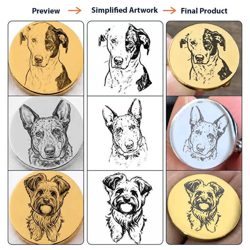 Adorable, Art Design, Pet Lovers, Wedding, Photo - Pencil Sketch - Bold - Custom Photo Bold Sketch Cute Pet Portrait - Personalized Circular Cufflinks