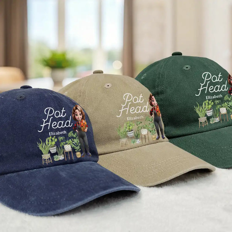 Gardening,Gift For Women,Gift For Men,Happy-Plant Lady - Personalized Vintage Washed Denim Cap