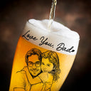 Gift For Father,Gift For Grandpa,Non-Eng,Photo - Pencil Sketch (Bold),Proud - Custom Photo Bold Sketch Best Dad Grandpa Ever Family Portrait - Personalized Pilsner Glass
