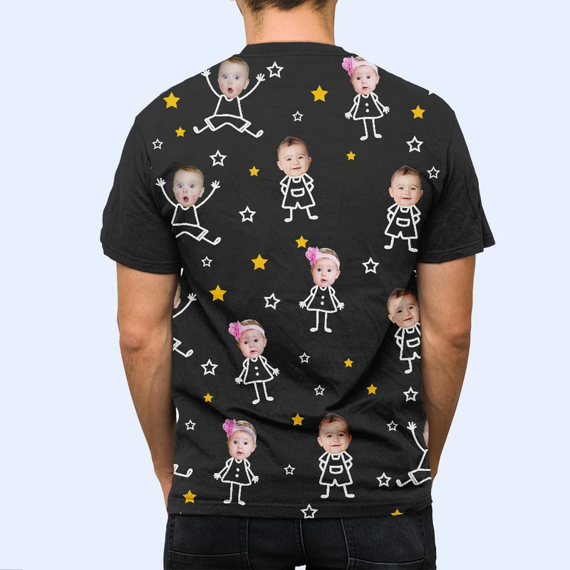 Gift For Grandma,Gift For Mother,Love,Stick Figure - Custom Photo This Grandpa Grandma Dad Mom Belongs To Kids Pet - Personalized Full Print T Shirt