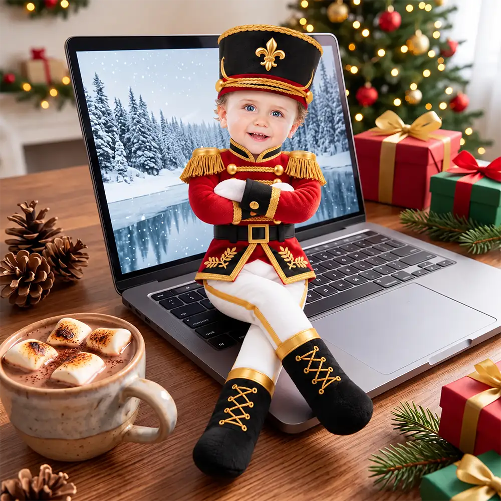 Art Design,Christmas,Custom Photo,Gift For Kids,Humorous,Photo - Christmas Kid Poseable Body Doll - Funny Gift For Kids, Grandkids - Personalized Custom Photo Christmas Kids Costume Santa Gingerbread Elf Poseable Plush Doll