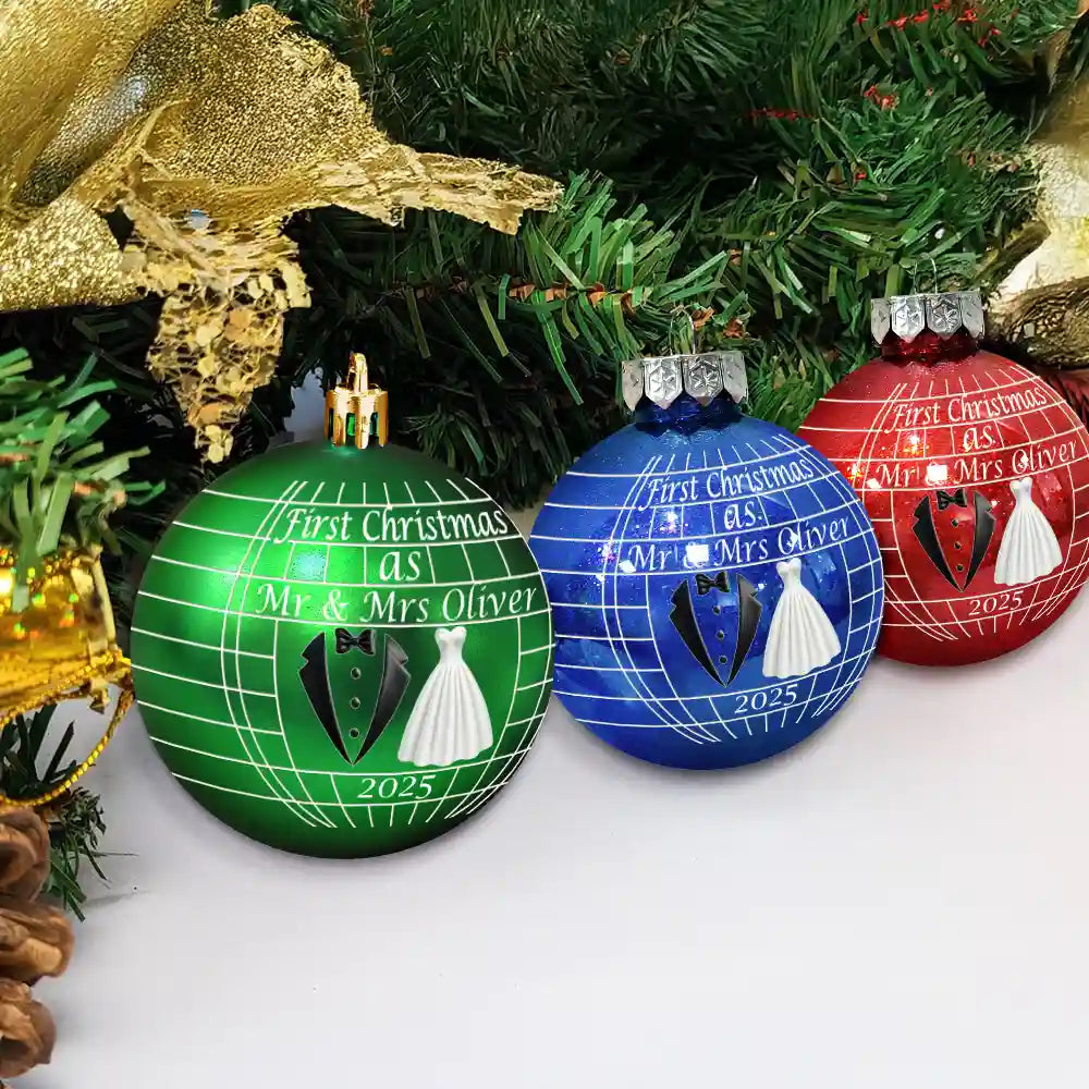 Gift For Couples, Love, Christmas - Disco Ball First Christmas As Married Couples - Personalized Ball Ornament