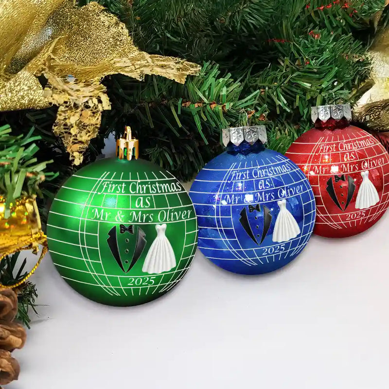 Gift For Couples, Love, Christmas - Disco Ball First Christmas As Married Couples - Personalized Ball Ornament
