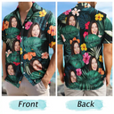 Custom Photo Black Tropical Funny Family Pet Face - Gift For Men, Best Friends, Siblings, Dog And Cat Lovers - Personalized Custom Hawaiian Shirt