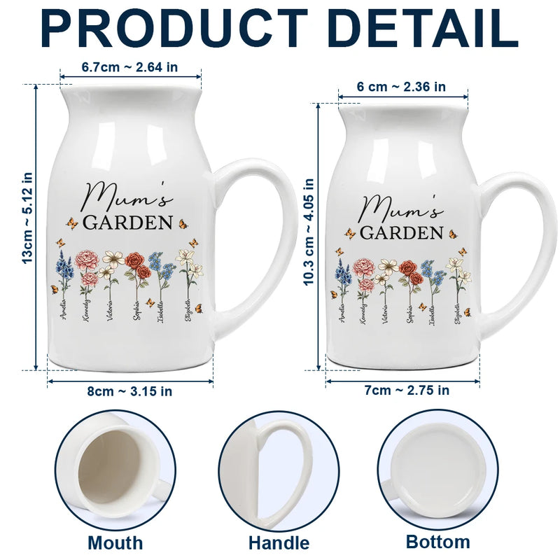 Fleurs de naissance du jardin de grand-mère - Vase à fleurs en céramique personnalisé