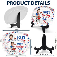 Custom Photo,Gift For Grandpa,Gift For Father,Photo,Proud - Custom Photo Papa's Grilling Plate Stars & Strips - Personalized Plate