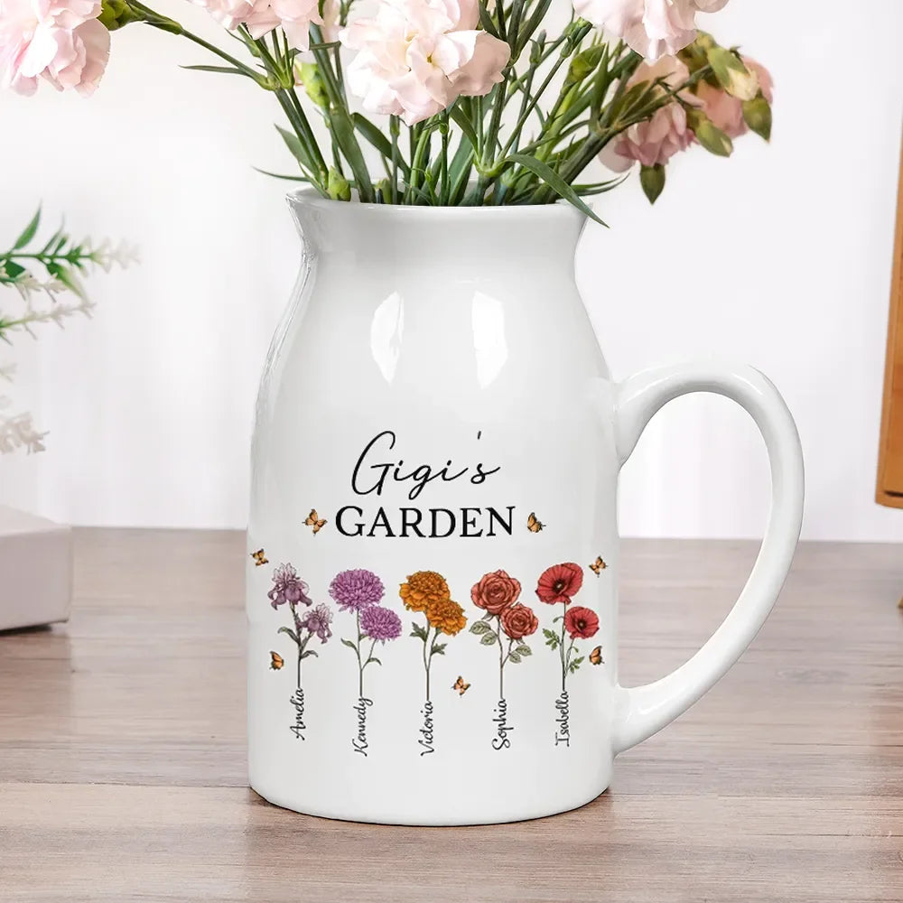 Fleurs de naissance du jardin de grand-mère - Vase à fleurs en céramique personnalisé