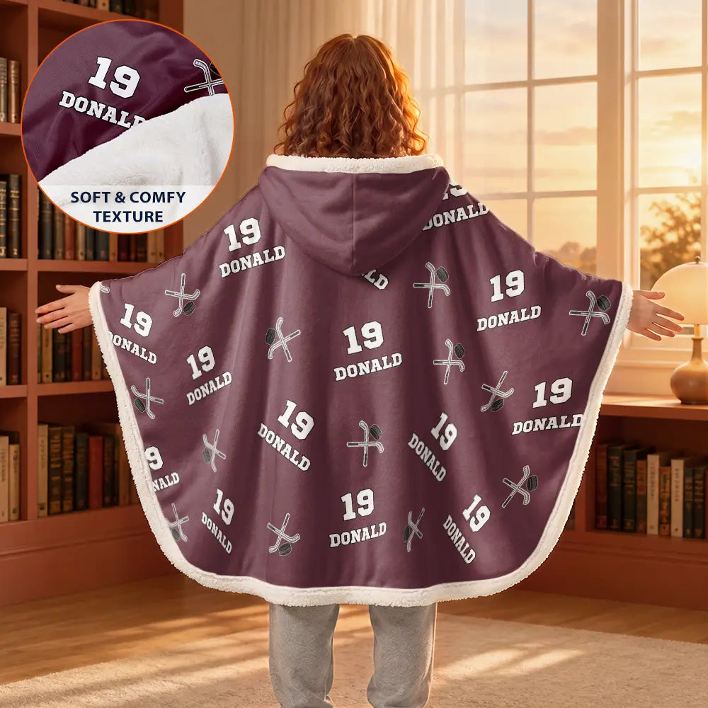 Sports Pattern Baseball Volleyball Basketball - Personalized Wearable Hooded Blanket