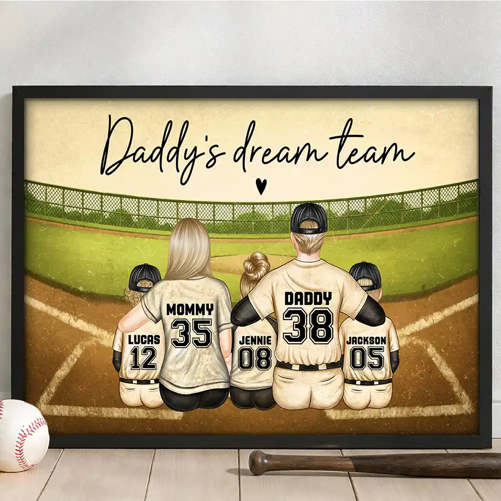 Daddy's Dream Team Baseball Father - Personalized Poster