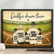 Daddy's Dream Team Baseball Father - Personalized Poster