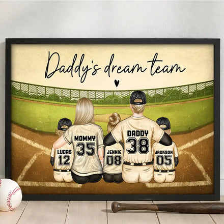 Daddy's Dream Team Baseball Father - Personalized Poster