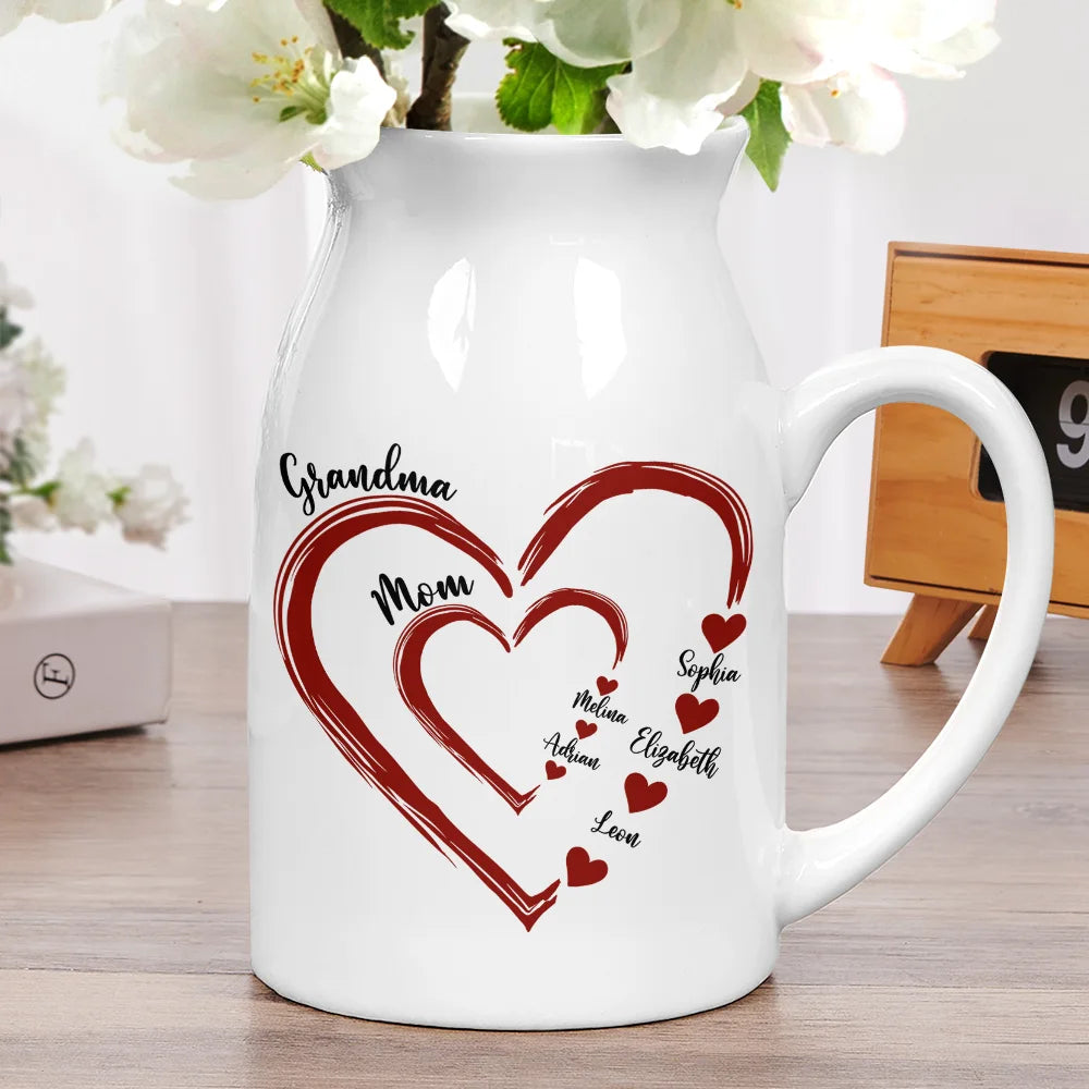 Mom Grandma Sweethearts - Personalized Ceramic Flower Vase