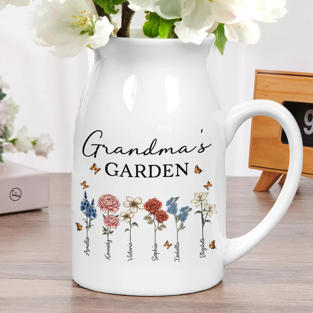 Fleurs de naissance du jardin de grand-mère - Vase à fleurs en céramique personnalisé
