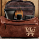 Monogram Family Name - Personalized Leather Toiletry Bag