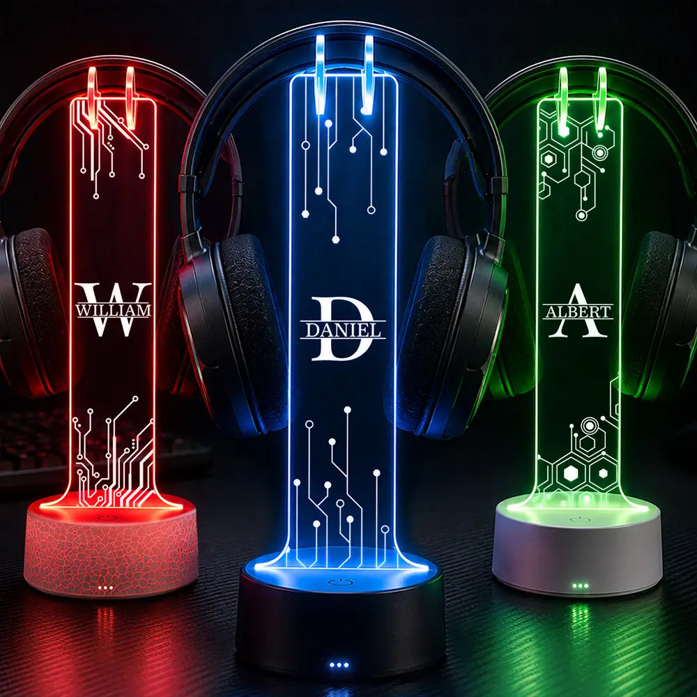 Gift For Husband Boyfriend - Personalized Monogram Gaming Headphone Stand