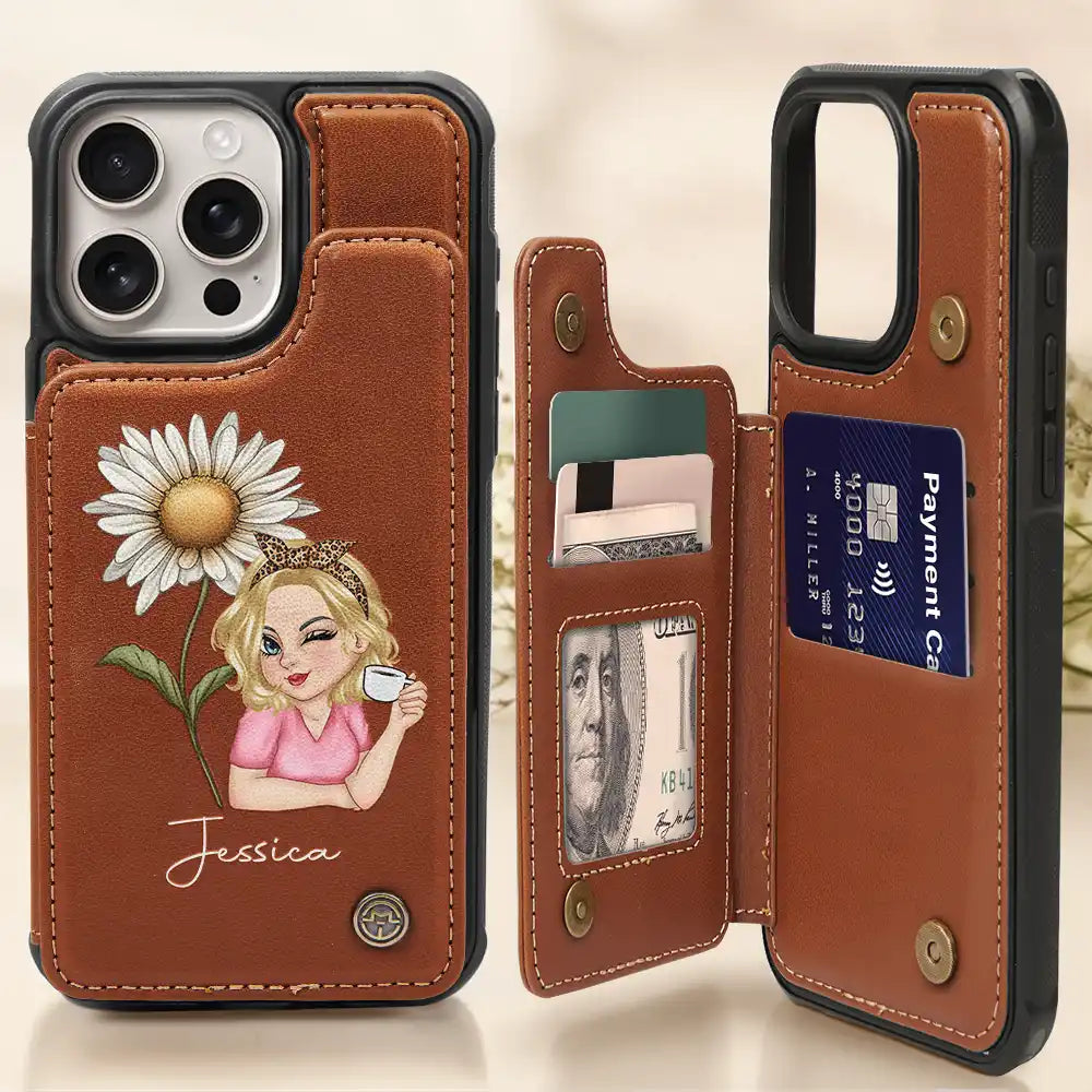 Birth Month Flowers Bloom Where You're Planted Women - Personalized Leather Flip Wallet Phone Case