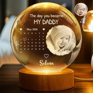 Custom Photo Calendar The Day You Became My Mommy - Personalized Crystal Globe Lamp