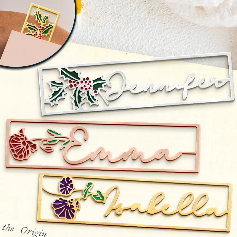 Birth Month Flower Bookish Keepsake - Personalized Metal Bookmark