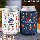 Gift For Mother,Gift For Grandma,Happy,Gift For Father,Gift For Grandpa,Independence Day,Photo,Icon,Humorous - Custom Photo Stars & Stripes Best Dad Mom Grandpa Grandma Ever - Personalized Can Cooler Sleeve