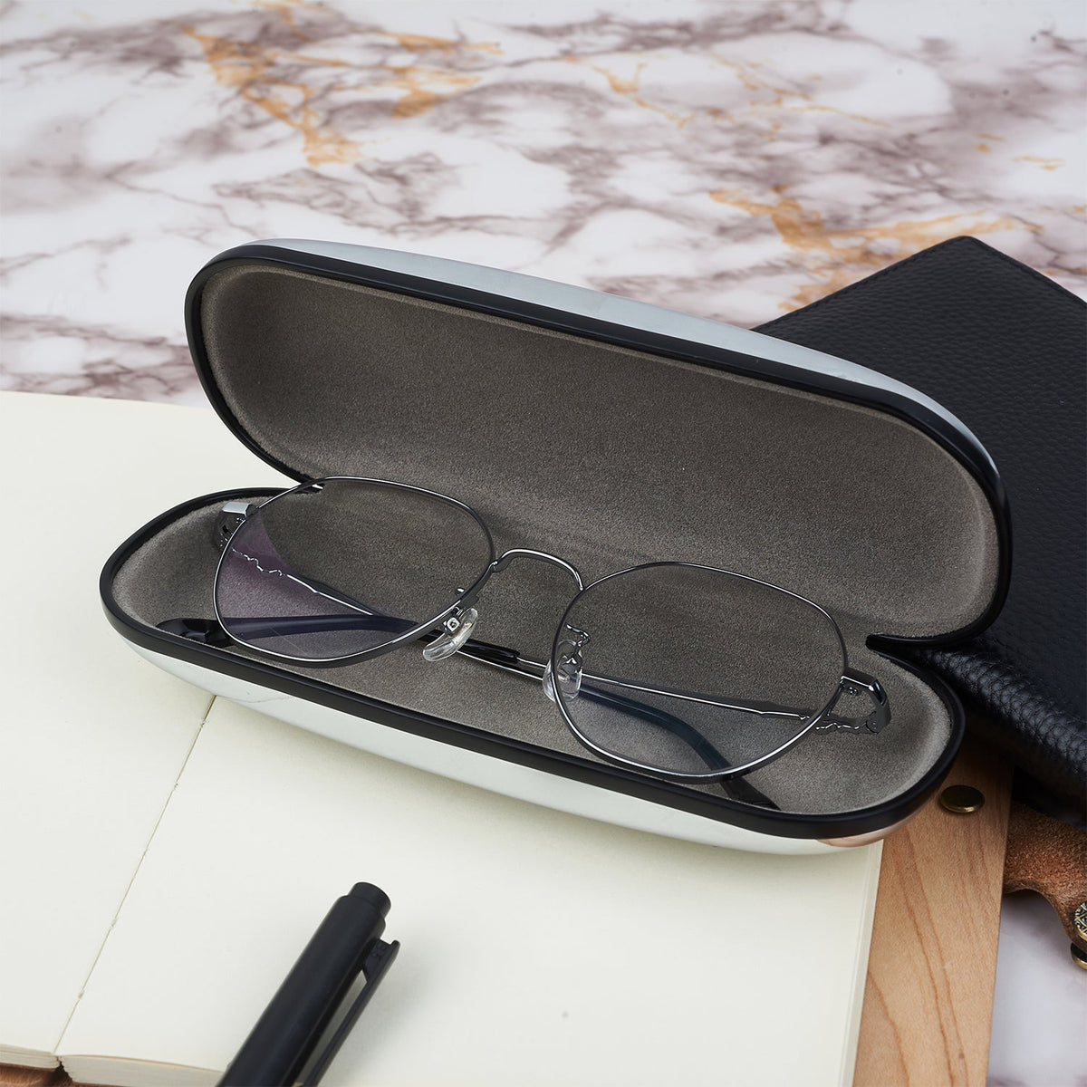 Lunettes photo personnalisées pour grand-père - Cadeau pour père, grand-père - Étui à lunettes chromé personnalisé