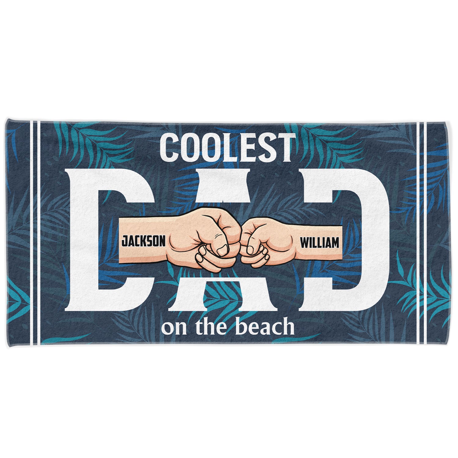 Coolest Dad On The Beach - Personalized Beach Towel