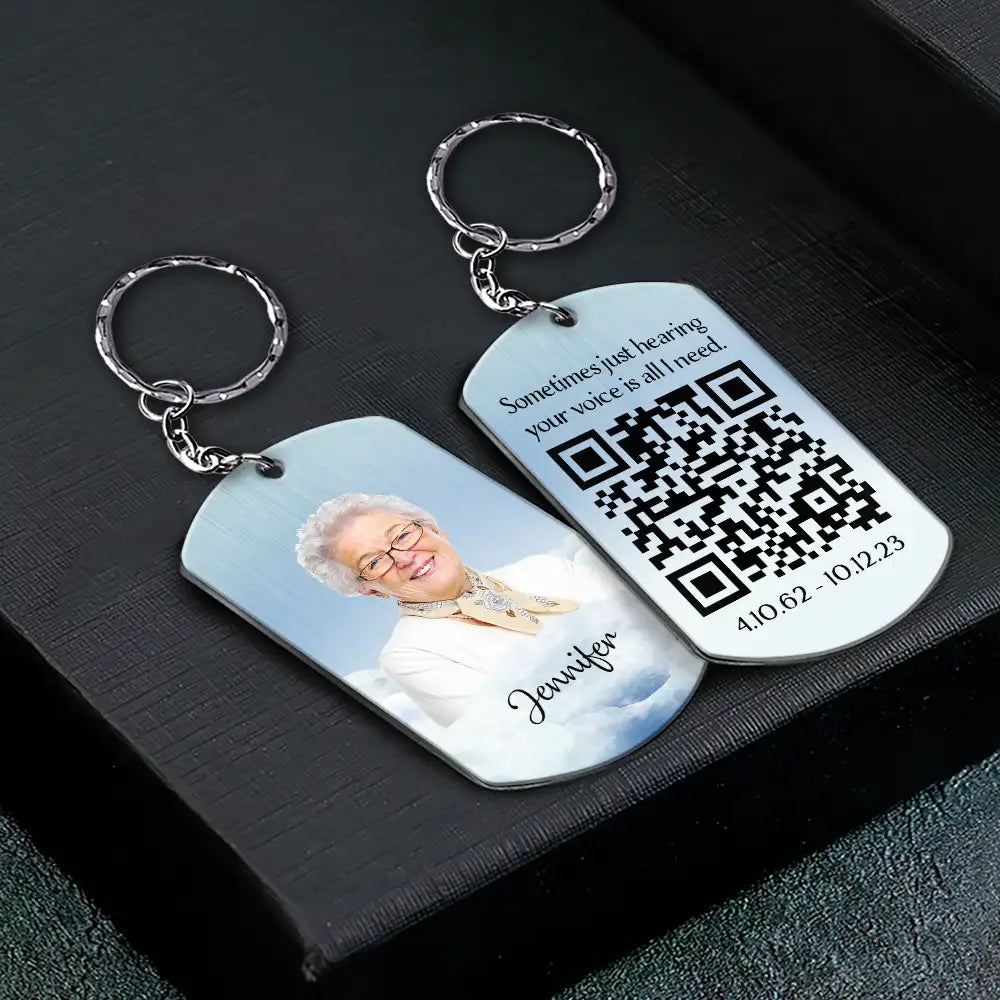 Custom Photo Memorial QR Code Your Voice Is My Favorite Sound - Personalized Aluminum Keychain