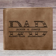 Dad We Love You With Kids Names - Personalized Leather Wallet
