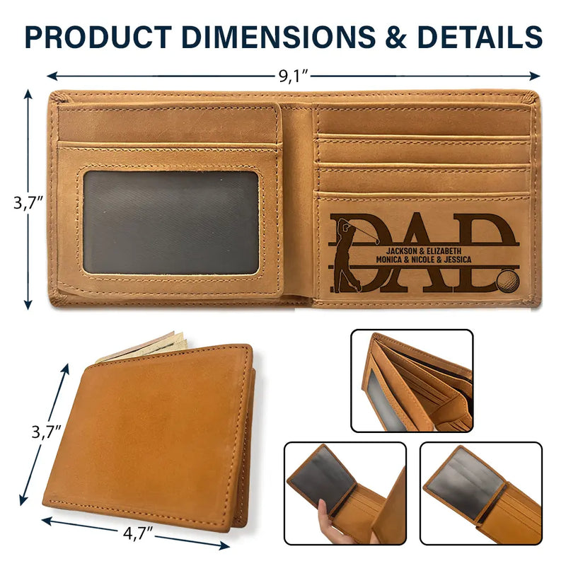 Dad We Love You With Kids Names - Personalized Bifold Wallet
