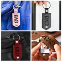 Custom Photo Dad Drive Safe With Kids Names - Personalized Leather Photo Keychain