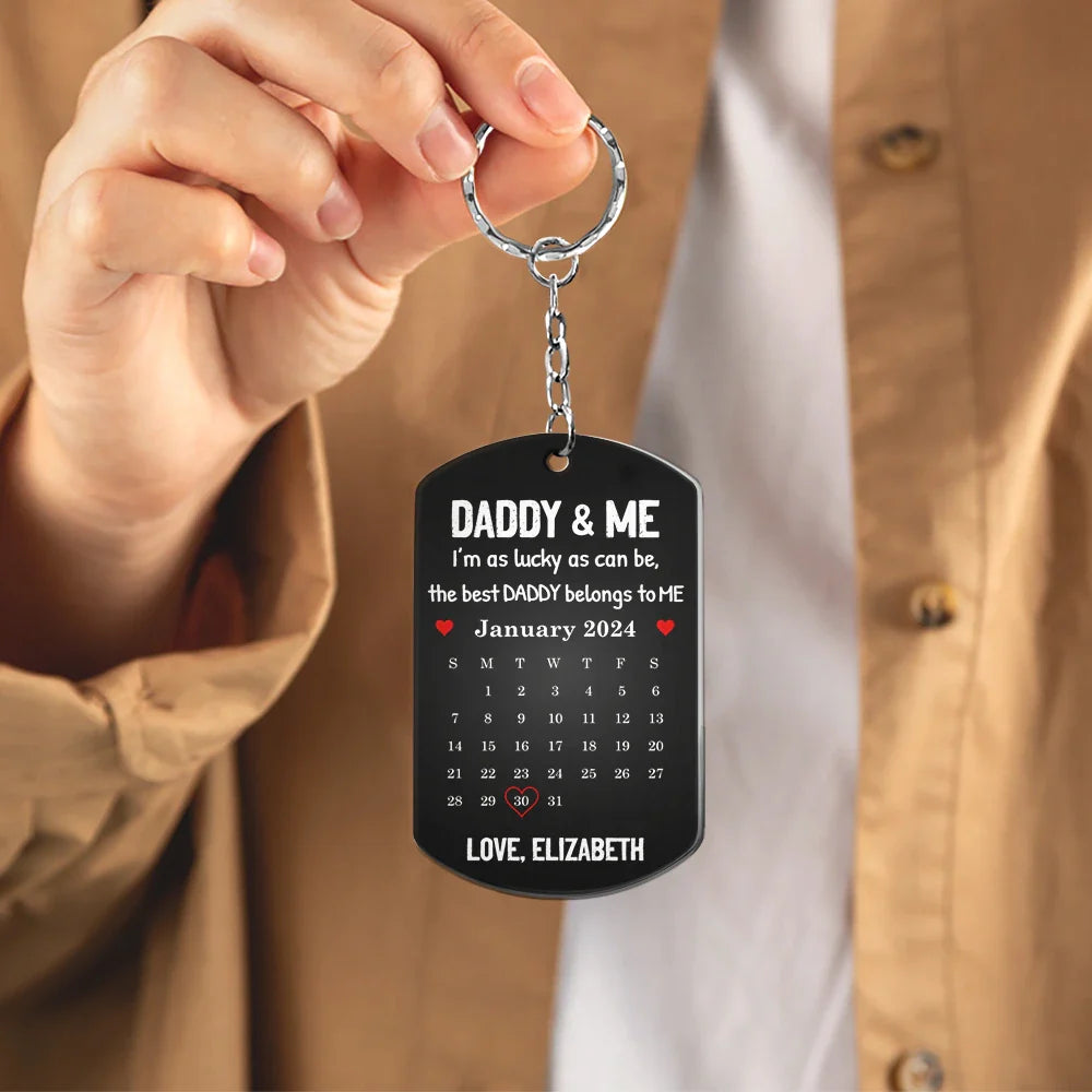 Calendar Custom Photo The Best Daddy Belongs To Me - Personalized Aluminum Keychain