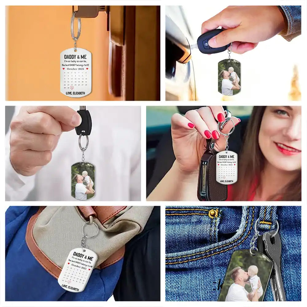 Calendar Custom Photo The Best Daddy Belongs To Me - Personalized Aluminum Keychain