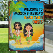 Backyard Oasis - Personalized Classic Metal Signs