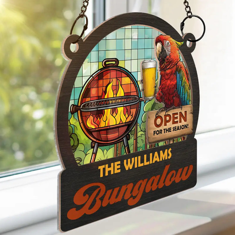 Open For The Season - Personalized Window Hanging Suncatcher Ornament