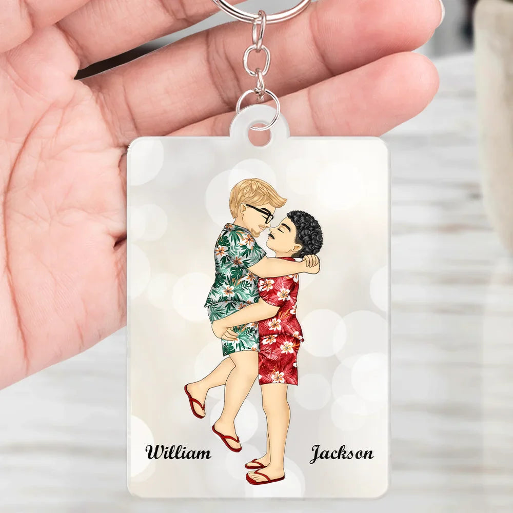 Calendar Kissing The Day Our Journey Began - Personalized Acrylic Keychain