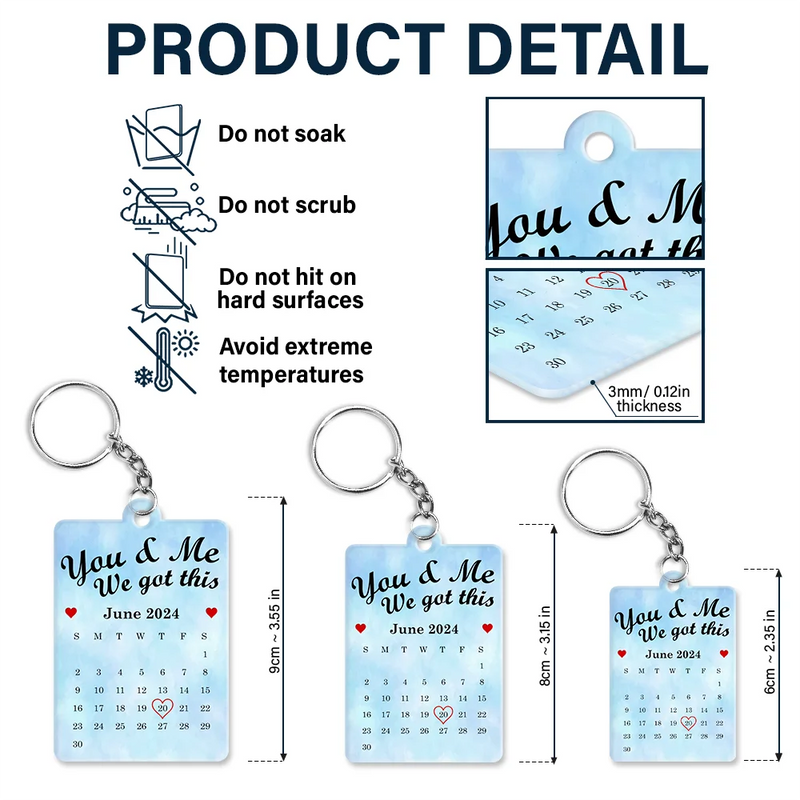 Calendar Kissing The Day Our Journey Began - Personalized Acrylic Keychain