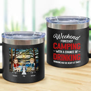 Prévisions de camping pour le week-end - Gobelet personnalisé en acier inoxydable de 14 oz avec poignée