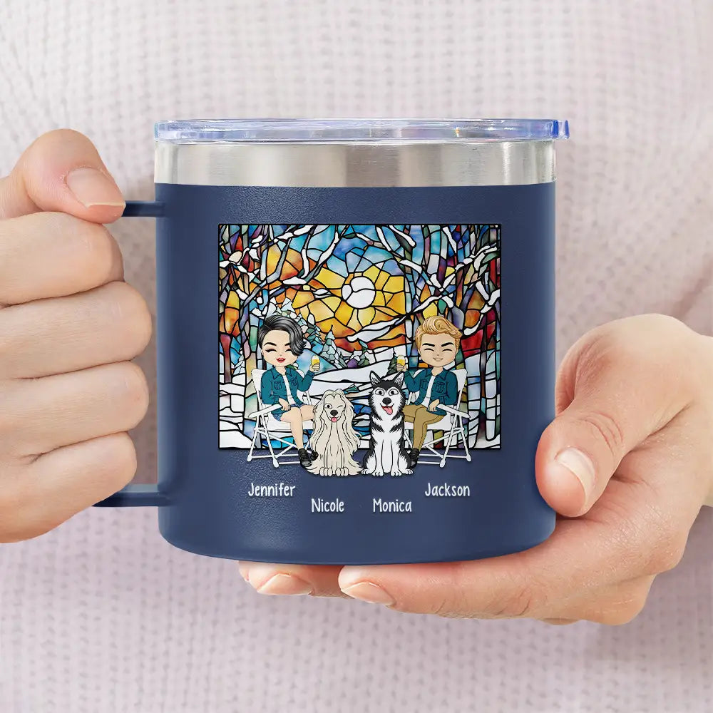 Prévisions de camping pour le week-end - Gobelet personnalisé en acier inoxydable de 14 oz avec poignée