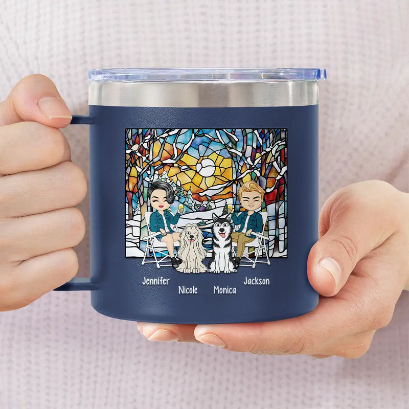 Prévisions de camping pour le week-end - Gobelet personnalisé en acier inoxydable de 14 oz avec poignée