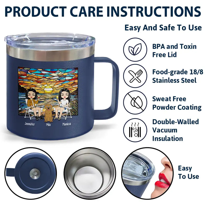 Prévisions de camping pour le week-end - Gobelet personnalisé en acier inoxydable de 14 oz avec poignée