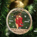 Christmas Kissing Couple Best Thing On The Internet - Personalized Circle Glass Ornament