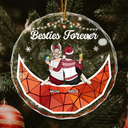 Christmas Bestie On Moon Besties Forever - Personalized Circle Glass Ornament