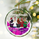 Christmas Bestie On Moon Besties Forever - Personalized Circle Glass Ornament