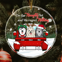 Christmas Dog Lovers On The Naughty List - Personalized Circle Glass Ornament