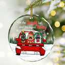 Christmas Dog Lovers On The Naughty List - Personalized Circle Glass Ornament